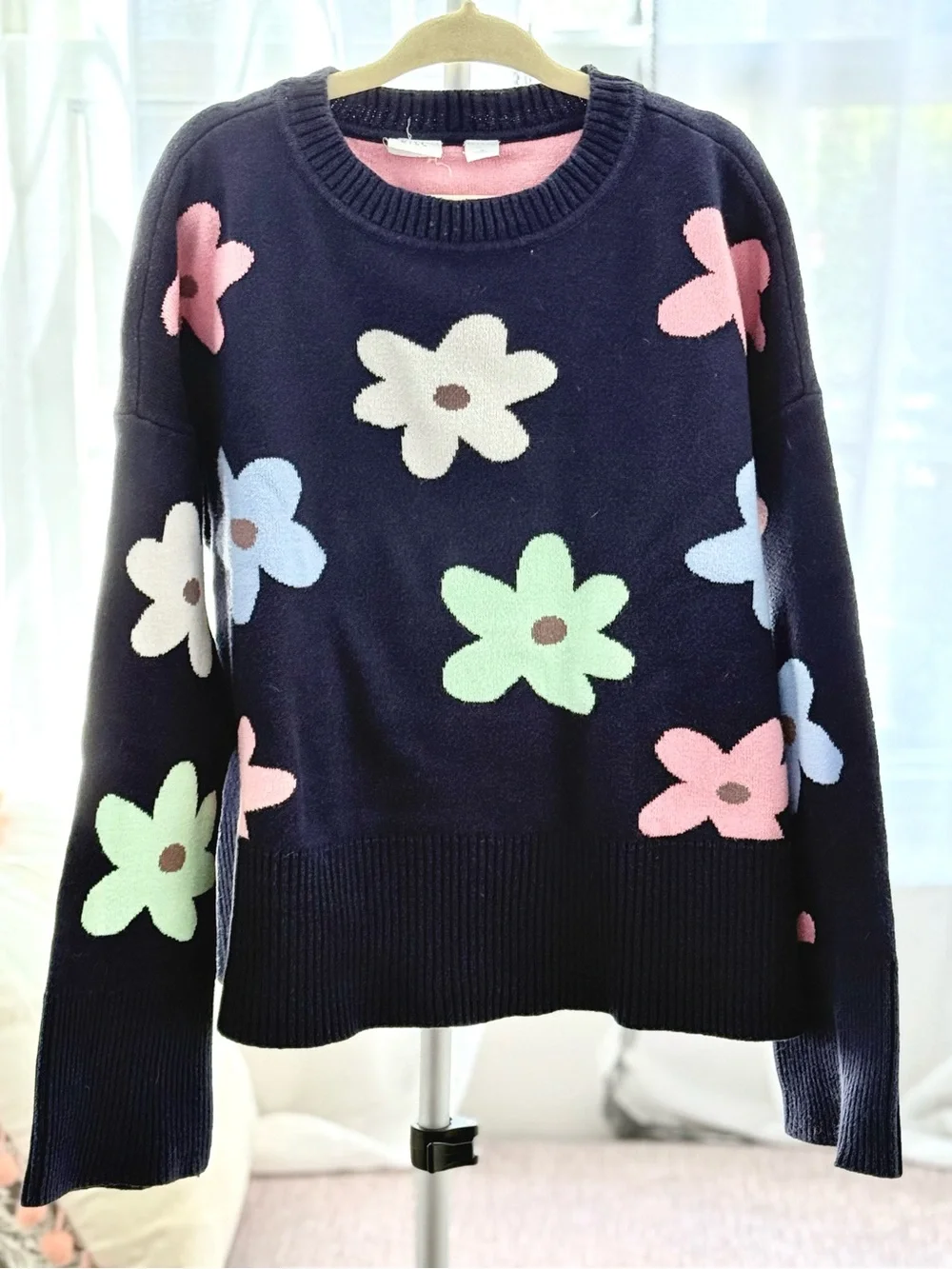 GAP kids - Girl’s Navy Floral Crewneck Sweater